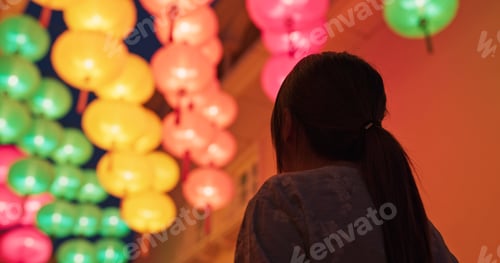 Preview: Woman look at the chinese lantern at night
