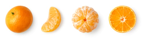 Preview: Fresh ripe whole and sliced mandarin, tangerine or clementine