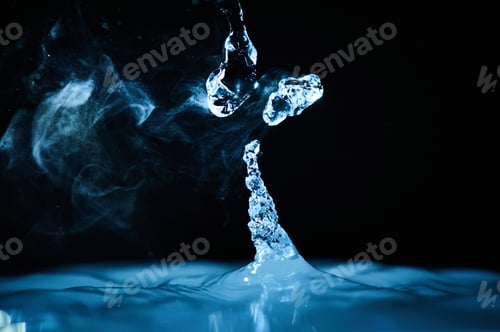 Preview: The process of boiling water, a stream of water shooting out of a humidifier or diffuser taken in