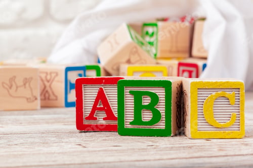 Preview: Wooden toy Blocks with the text: abc