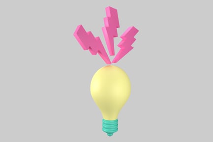 Preview: Conceptual light bulb with pink bolts