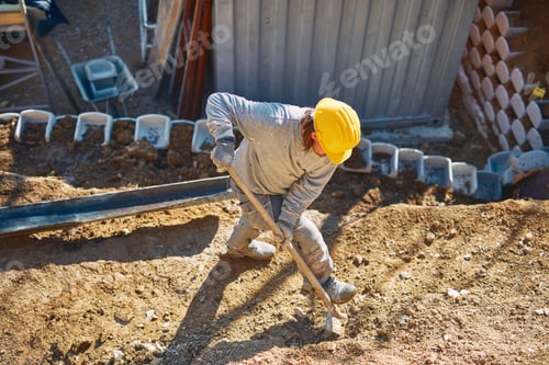 Preview: Construction Worker On A Heavy Site Doing Hard Work.