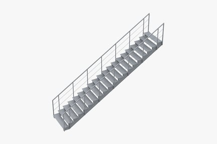 Preview: Straight Metal Industrial Staircase with Railing