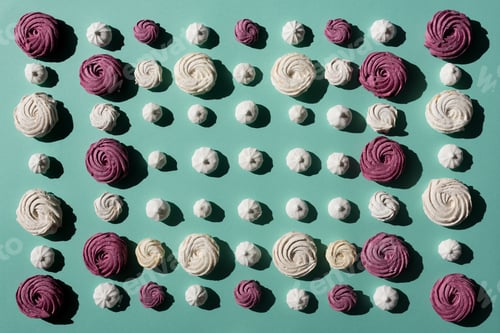Preview: berry and white marshmallows on turquoise surface