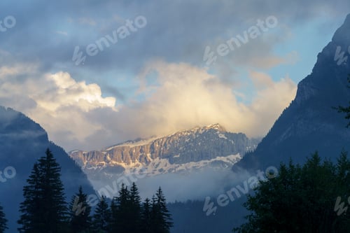 Preview: Mountain landscape along the road to Fedaia pass, Dolomites