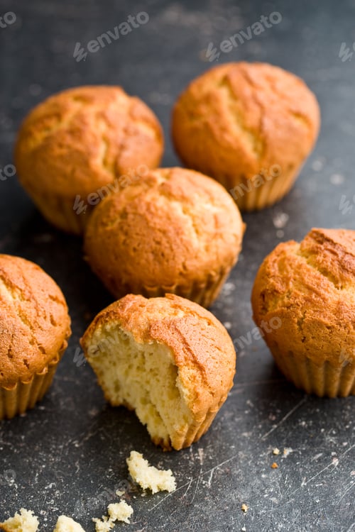 Preview: sweet muffins on kitchen table