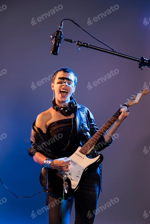 Preview: Talented artist singing alternative rock at microphone