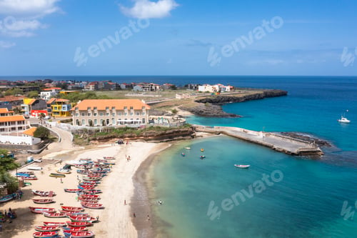 Preview: Aerial view of Tarrafal beach in Santiago island in Cape Verde - Cabo Verde