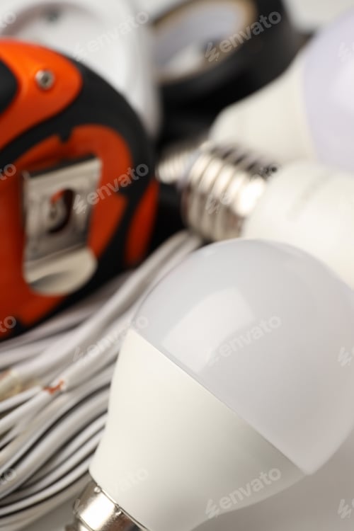Preview: Concept of electrician or electrical tools, close up