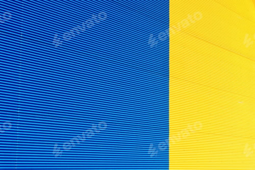 Preview: The Textured Background From Corrugated Iron Of Yellow And Blue Color And A Blank Space For The Text
