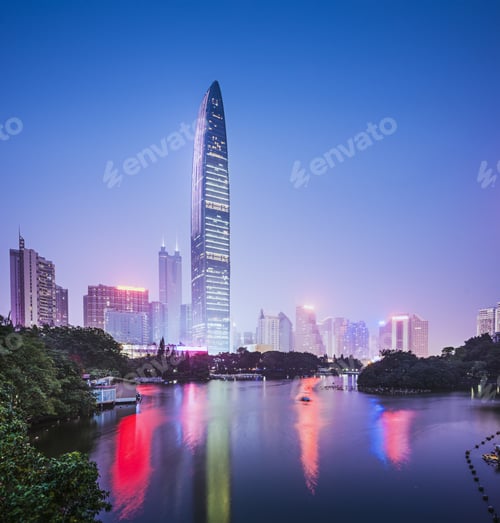 Preview: Shenzhen, China City Skyline At Twilight.