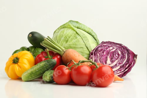 Preview: a fresh group of vegetables on white background