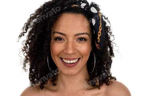 Preview: Isolated portrait of a latin woman with curly hair