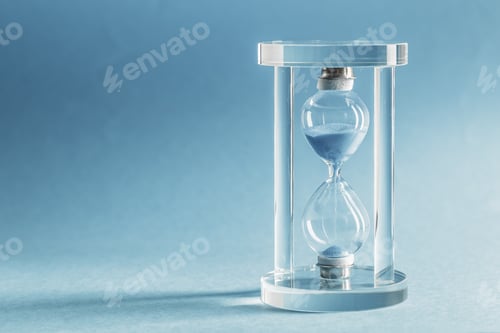 Preview: Hourglass on blue background