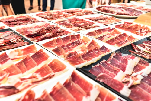 Preview: Serrano ham, typical tapa of Spanish cuisine.