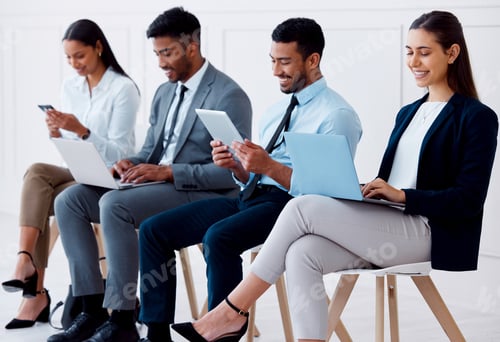 Preview: Job interview, training or seminar with business people and digital agency for workshop, hiring or