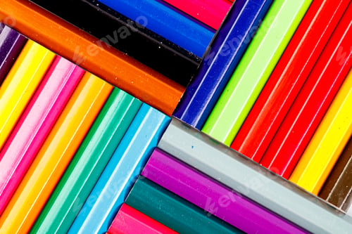 Preview: macro multicolored pencils on a white background