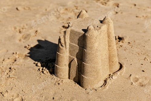 Preview: Sand castle on the beach in the summer