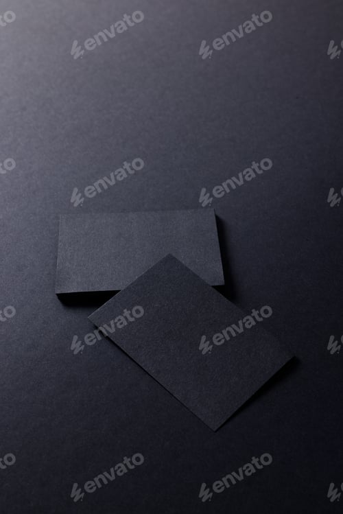 Preview: Black business cards with copy space on black background