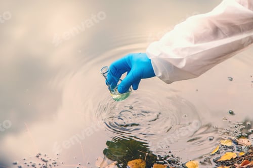 Preview: Take water samples for analysis. Selective focus.