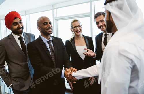 Preview: Mixed business team making agreements on future business plans. in the office