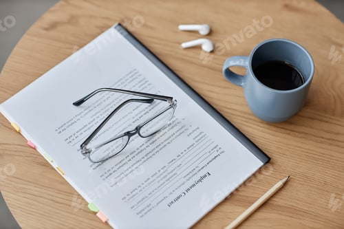 Preview: Documents on Wooden Table in Office