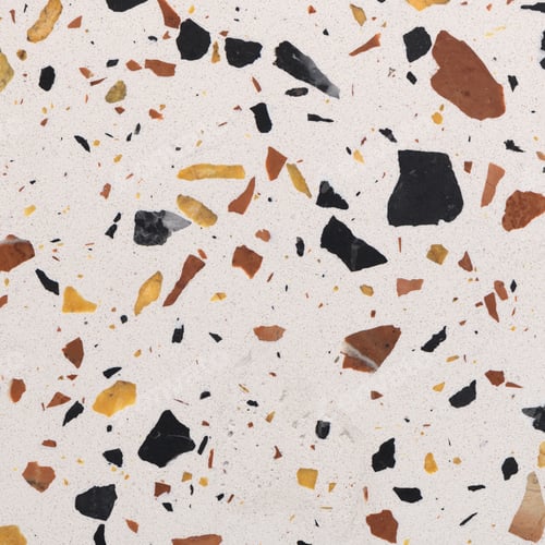 Terrazzo Patterned Background in Yellow, Brown and Black