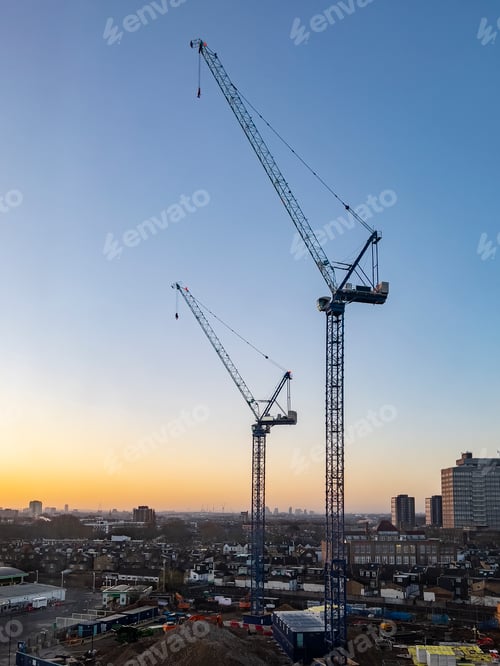 Preview: Cranes on a construction site