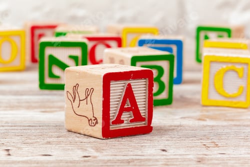 Preview: Wooden toy Blocks with the text: abc