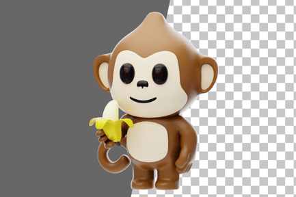 Preview: Monkey Eating Banana 3D Illustration