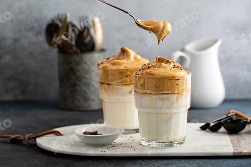 Preview: Dalgona coffee or whipped instant coffee