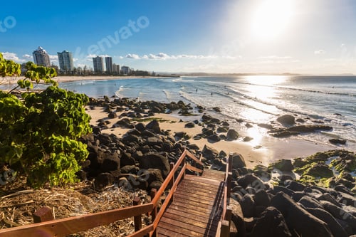 Preview: Greenmount beach during sunset on Queensland's Gold Coast, Austr
