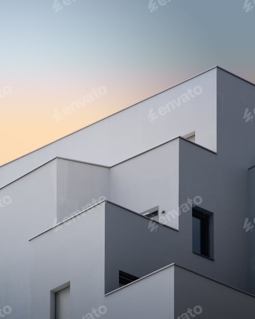 Aperçu: Vertical low angle shot of a white concrete building captured in Massy, France