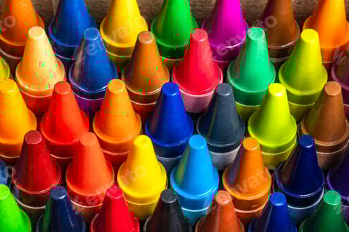 Preview: Closeup Rows of the Tips of Colorful Crayons