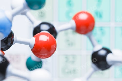 Preview: Close up view of ball and stick molecular model