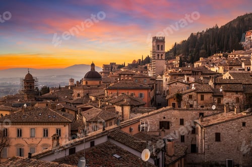 Preview: Assisi, Italy rooftop Hilltop Medieval Town Skyline