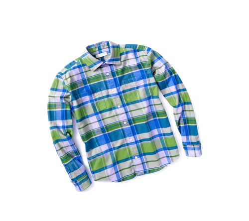Preview: Blue and Green Plaid Shirt on White