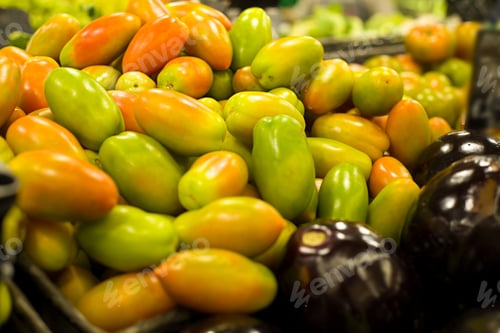 Preview: Fresh Tomato In Supermarket. Concept Of Healthy Food, Bio, Vegetarian, Diet.