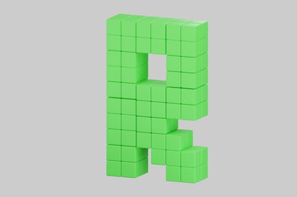 Preview: Green block letter r display