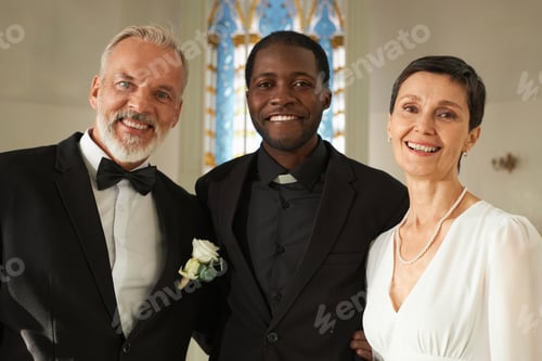 Preview: Newlywed Senior Couple with Priest in Church