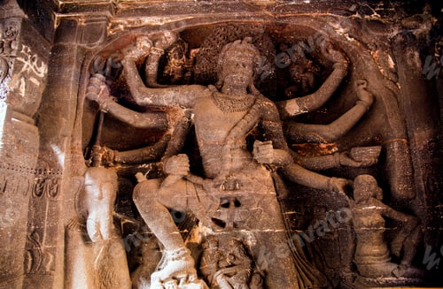 Preview: Sculpture at Ellora cave, UNESCO world heritage site, India,
