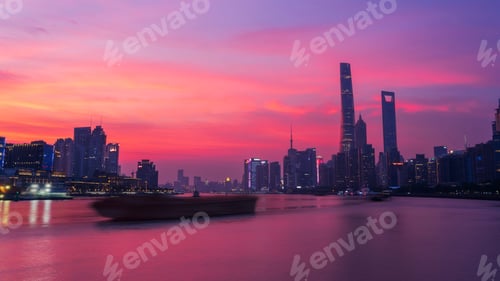 Preview: Stunning aerial view of the skyline of Shanghai, China, featuring modern high-rise buildings