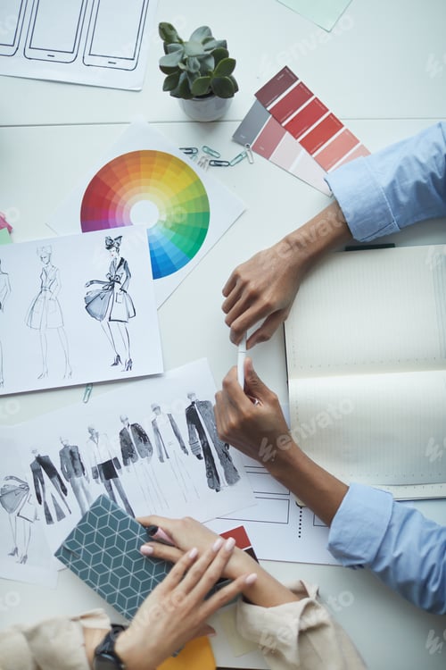 Preview: People working with new fashion collection