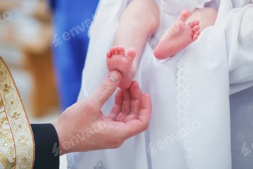 Preview: Ceremony of Christening newborn in Christian Church