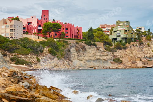 Preview: Spanish mediterranean coastline in Alicante. Red wall. Spain