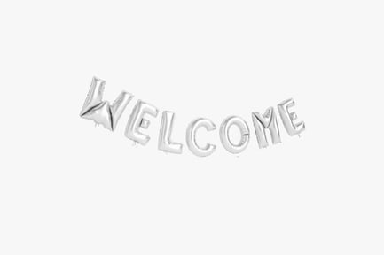 Preview: Silver Foil Welcome Balloon Letters