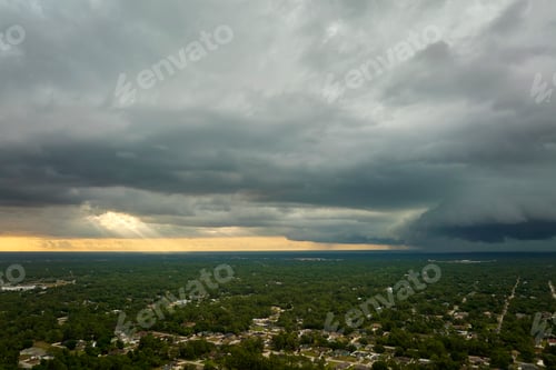 Preview: Landscape of dark ominous clouds forming on stormy sky