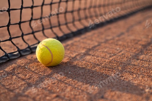 Preview: Tennis ball on the court. Sports equipment for active lifestyle.