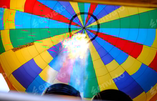 Preview: Hot air balloon burner with burning flame close up