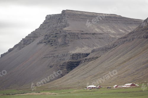 Preview: Mountains landscape with Icelandic Houses